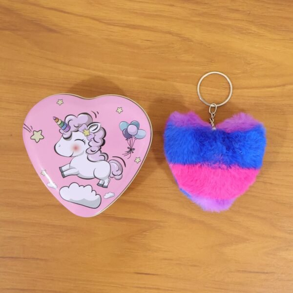 Heart Shape Gift Box & Plush Keychain – Cute 2-Piece Gift Set