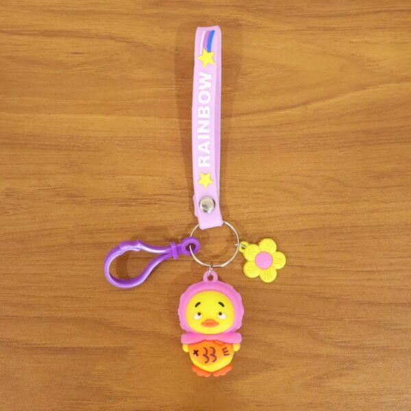 Rainbow Duck Keychain – Cute Silicone Strap for Kids