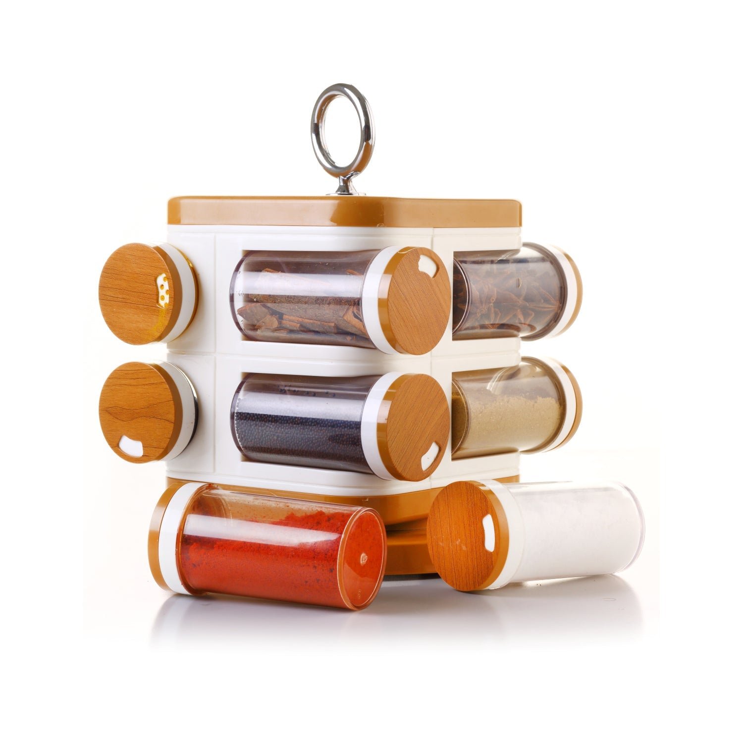 Plastic Spice Rack – 8-Jar Revolving Organizer | Ganesh Storewell