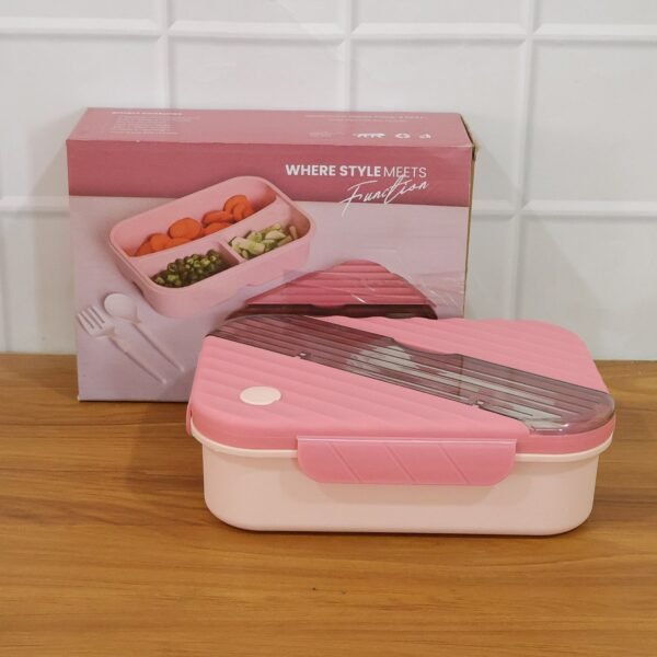 Plastic 3 Compartment Lunch Box for Kids, Organized & Portable