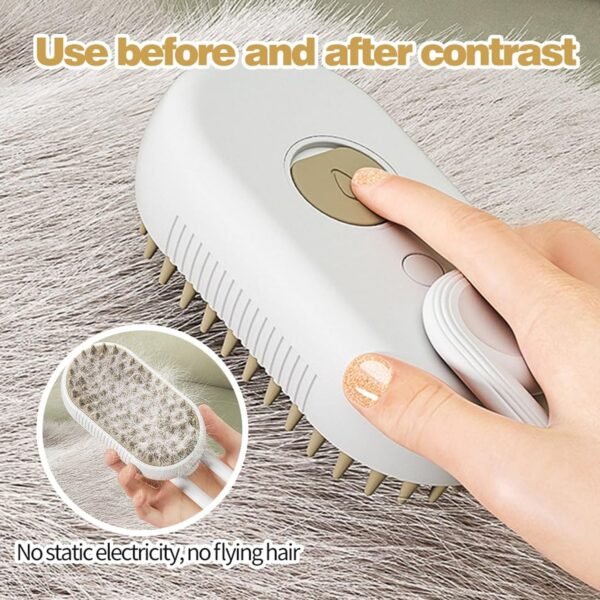 Electric Pet Steam Brush – Hair Removal & Massage | Calm & Curl