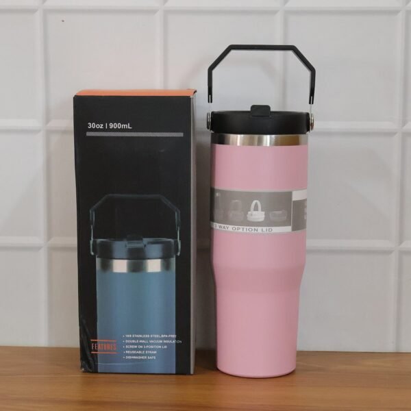 Stainless Steel Travel Tumbler – 900 ML Insulated with Handle