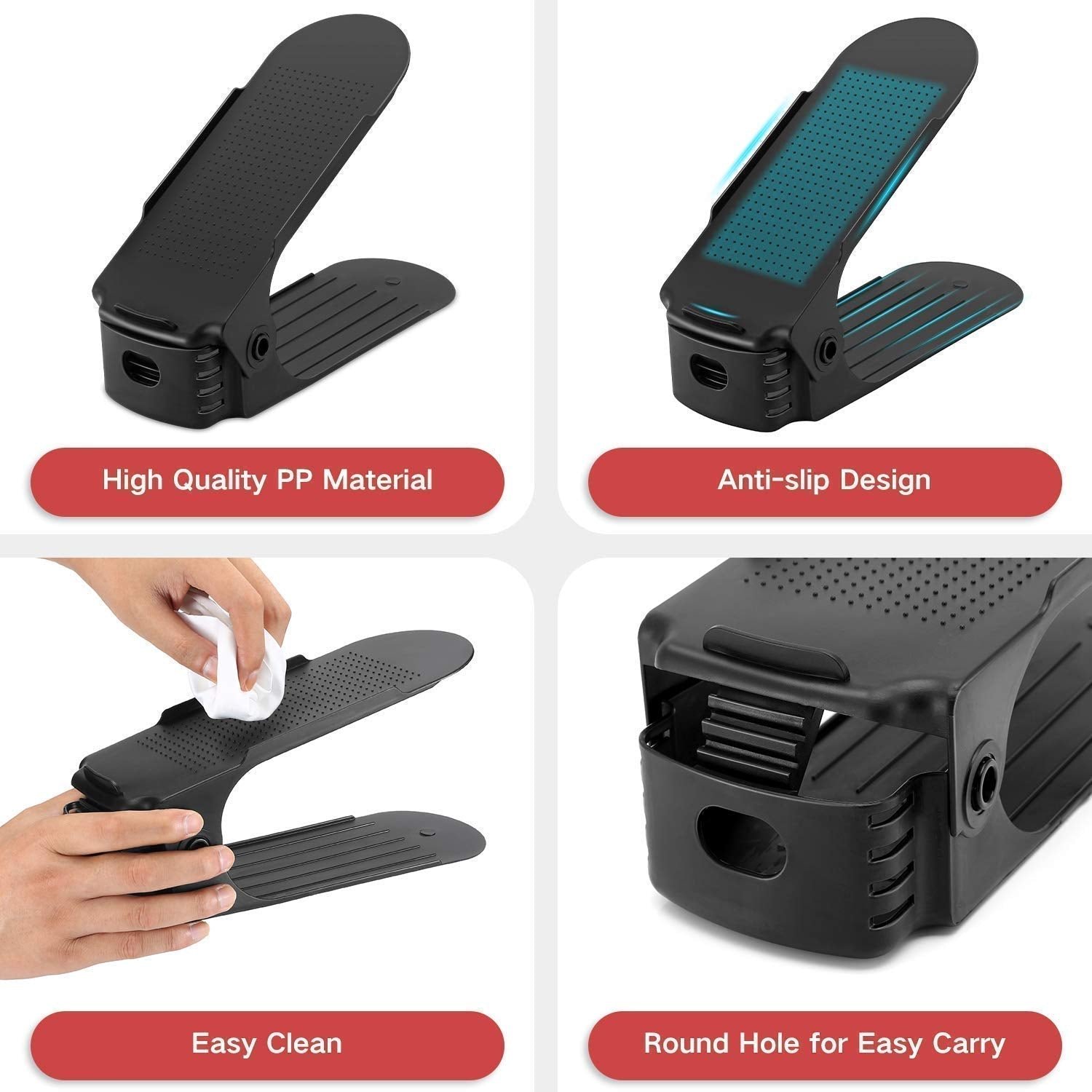 Adjustable Shoe Organizer – Folding Space Saver | Velvet Organizers