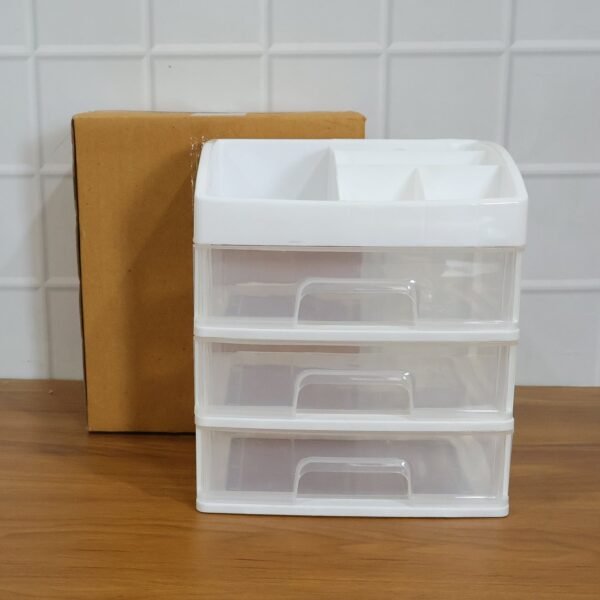 3 Layer Desktop Storage Organizer – Transparent Sliding Drawers