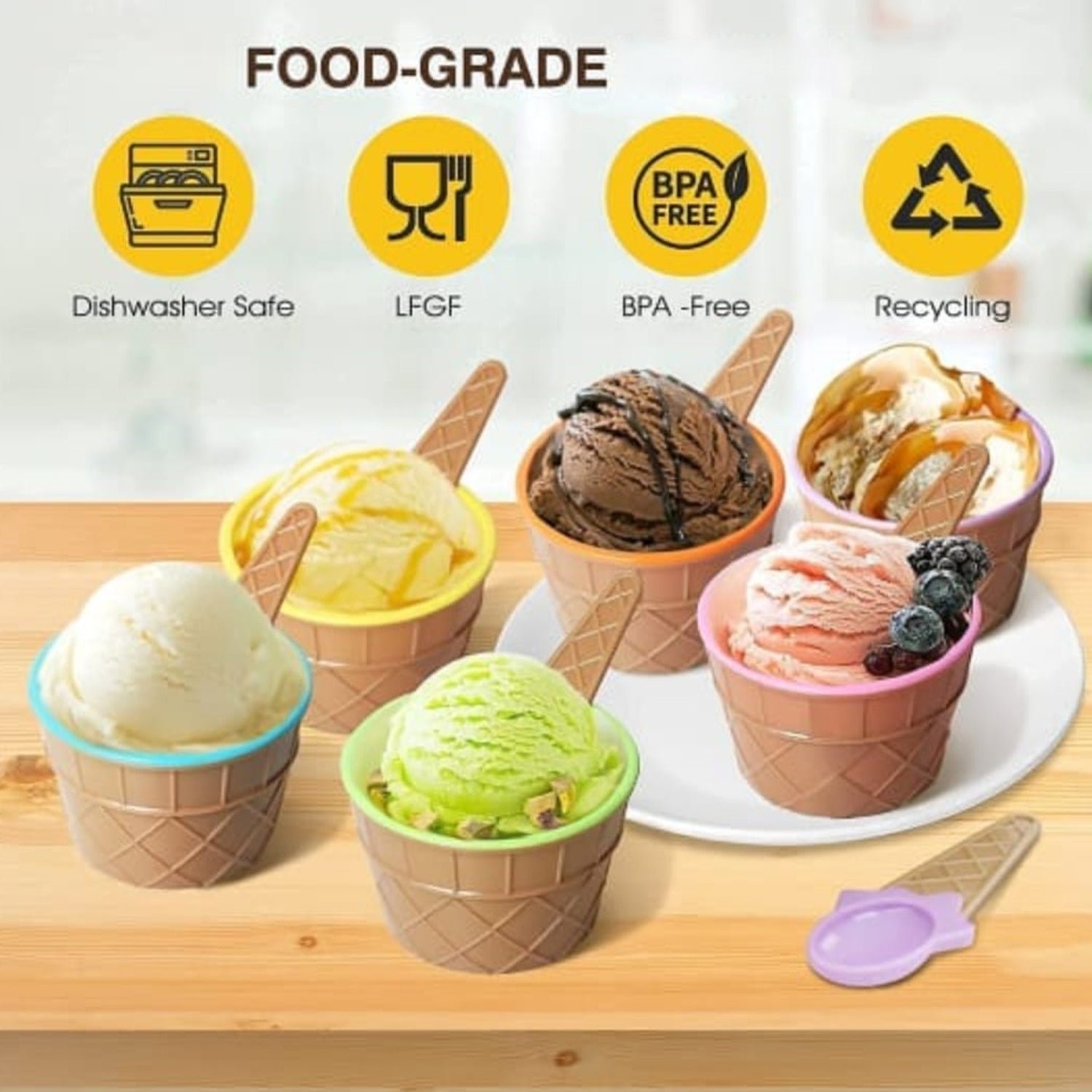 Ice Cream Bowl Set – 12-Pc Multi-Color Dessert Bowls | Jiaqi