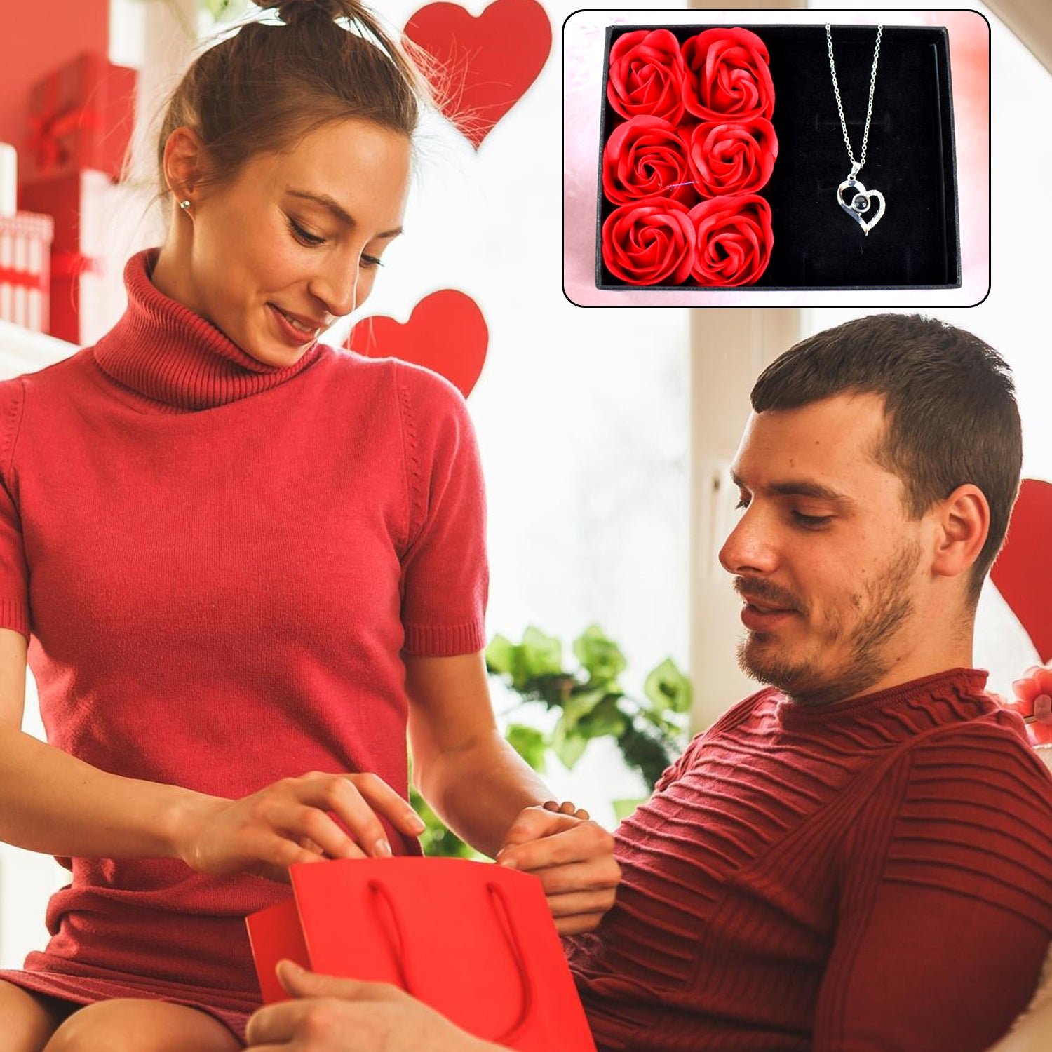 Eternal Rose Gift Box – Handmade with I Love You Necklace