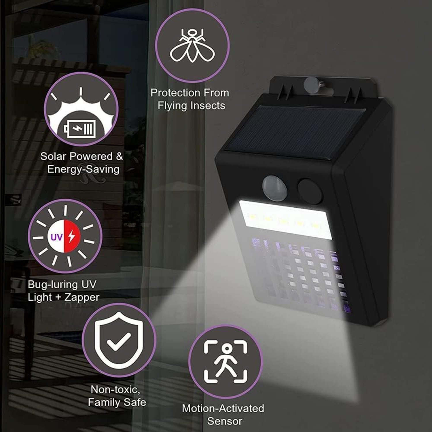 Solar Bug Zapper – 2-in-1 Motion Sensor Light | Garden Vera