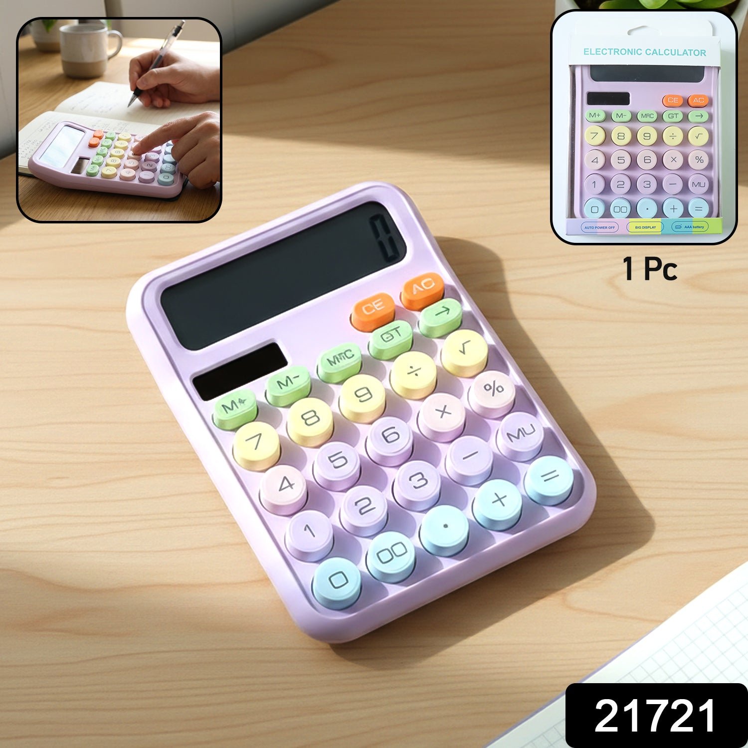 Desktop Calculator – Large Display & Soft Multicolor Keys