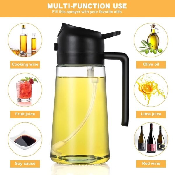 Glass Oil Dispenser Bottle – 2-in-1 Pour & Spray, 500 ml