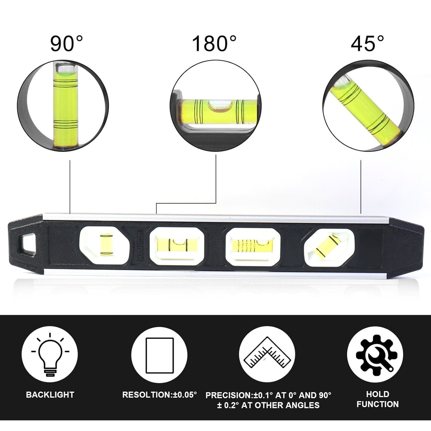 Aluminum Spirit Level – Precise 3-Bubble Measuring Tool