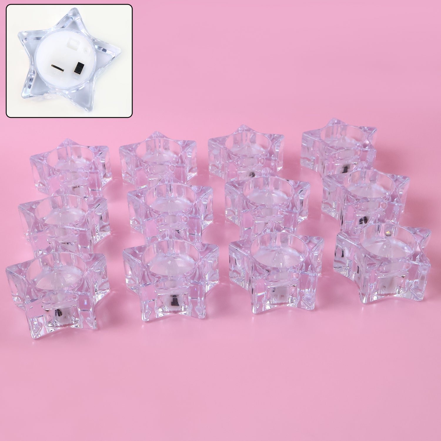 LED Crystal Effect Flameless Candles – Set of 12 Decorative Tealights