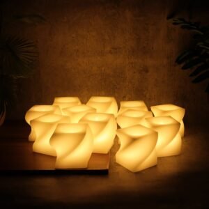LED Flameless Decorative Candle Set – 12 Square Tealight Lamps