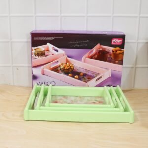 Serving Tray Set – Elegant Floral Design with Side Handles