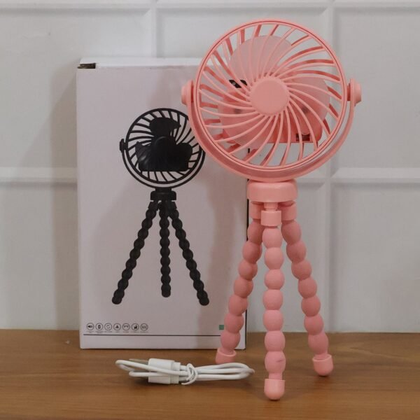 Rechargeable Portable LED Fan – Flexible Tripod & Quiet Cooling
