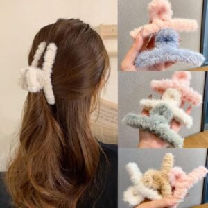 Plush Hair Claw Clip – Soft, Non-Slip & Stylish | Calm & Curl