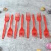 Red Disposable Plastic Forks – Durable & Reusable 8 Pack