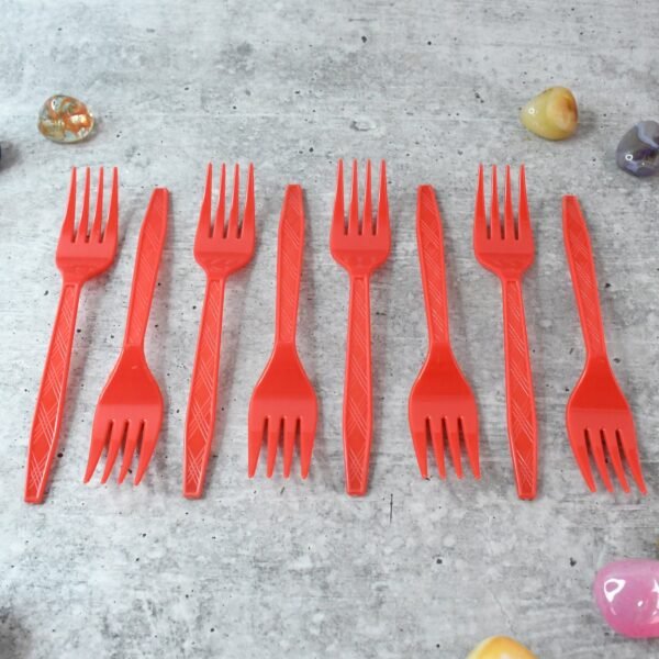 Red Disposable Plastic Forks – Durable & Reusable 8 Pack