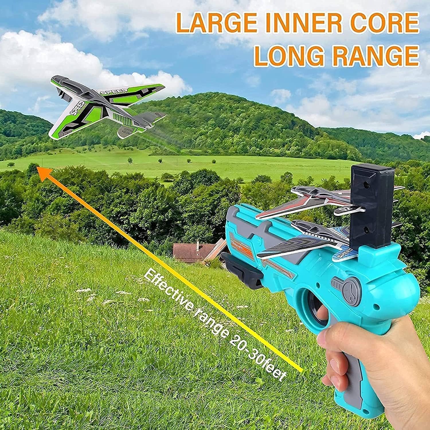 Airplane Launcher Toy – 5 Foam Planes & Gun | Play & Move