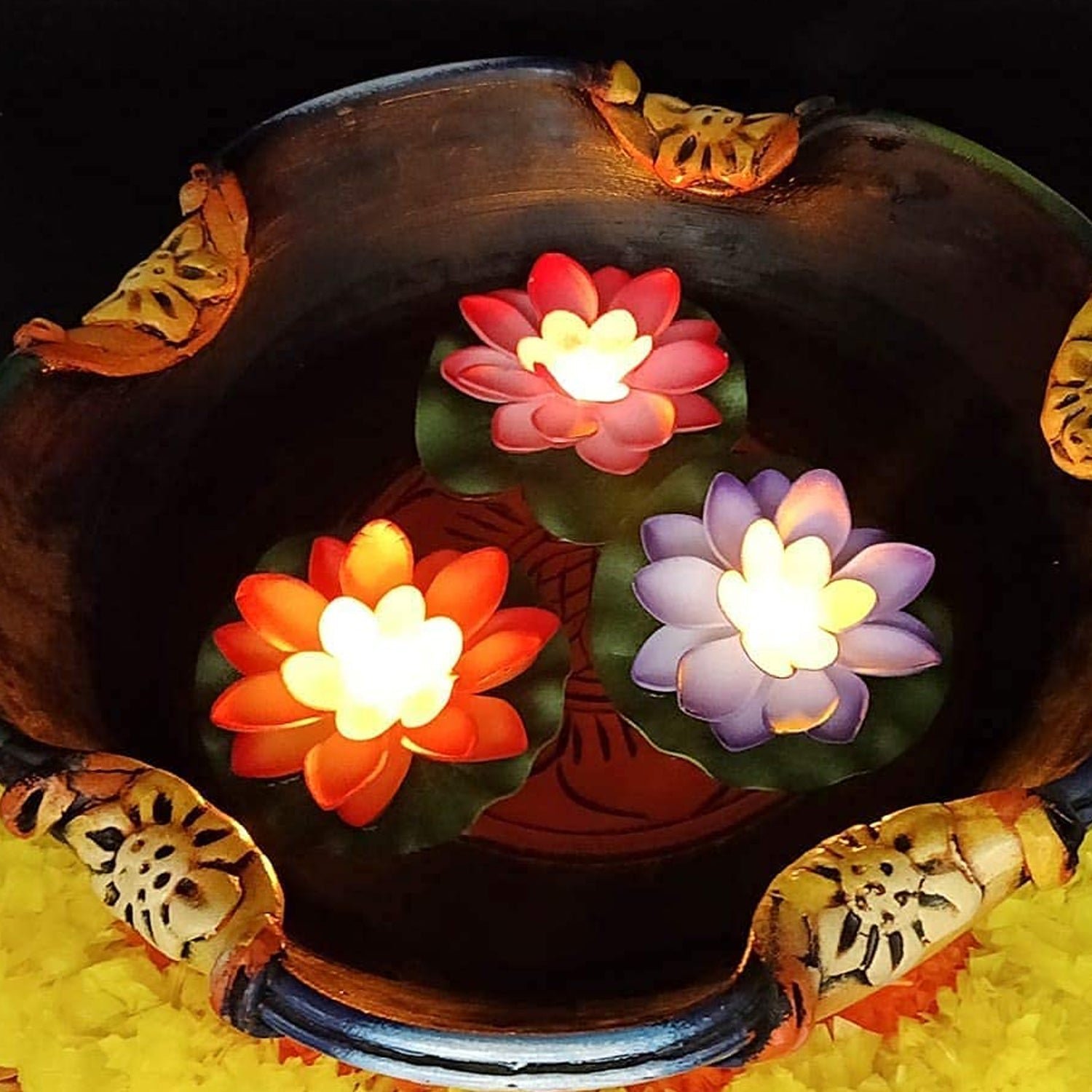 Floating Lotus LED Candles – Smokeless & Waterproof (Pack of 6) | Indo Glow