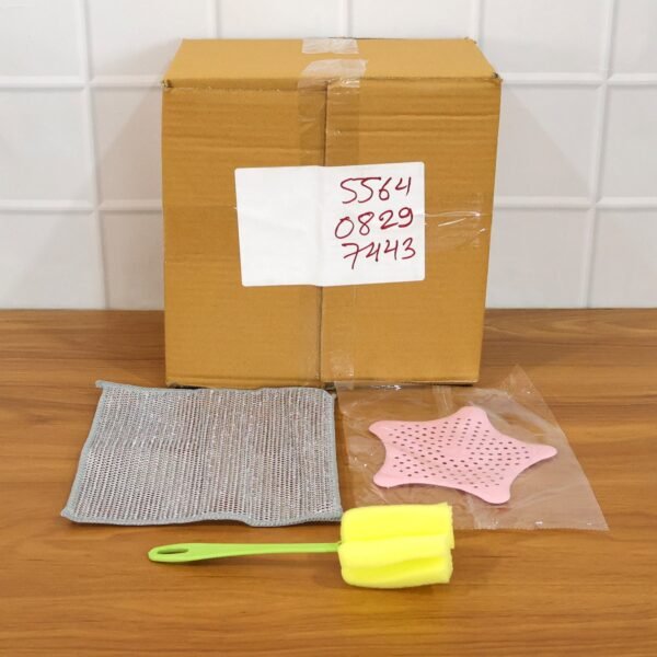 Kitchen Cleaning Set – 3-in-1 Combo with Scrub Pad & Bottle Brush