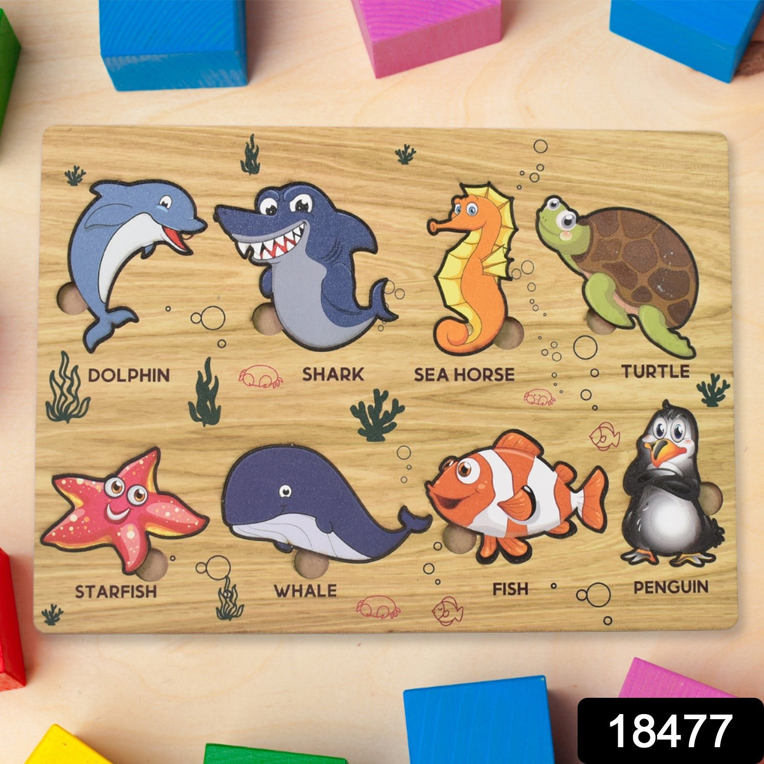 Wooden Sea Animal Puzzle – Educational Toy for Kids | Inventive Play
