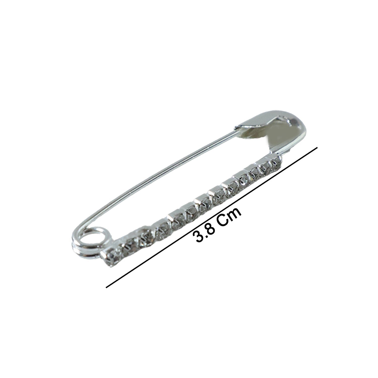 Silver Safety Pin Brooch Set – Elegant Crystal Accent 12 Pc