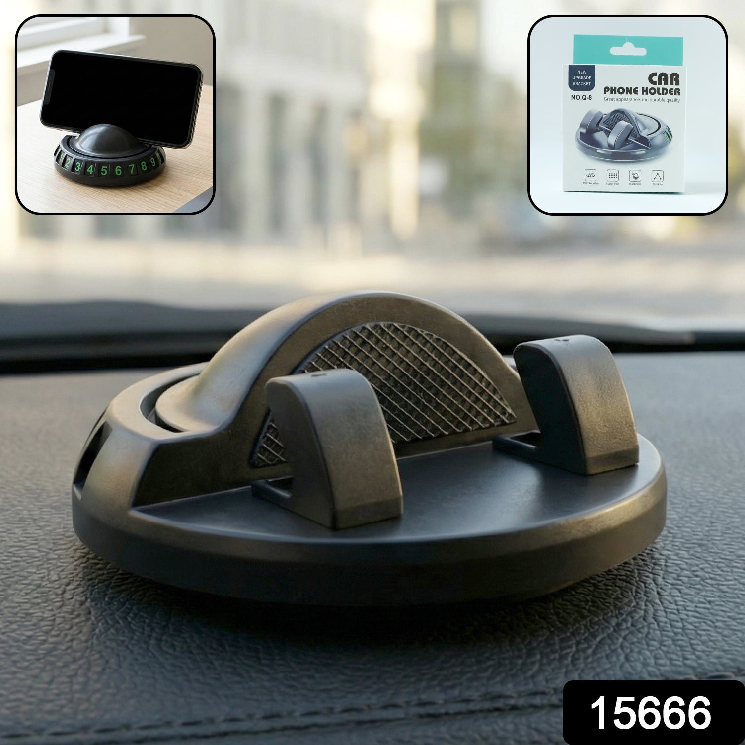 Car Dashboard Phone Holder – 360° Rotating Anti-Slip Mount