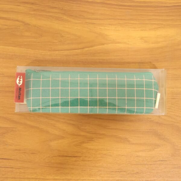 Green Grid Printed Pencil Pouch – Stylish & Compact Organizer