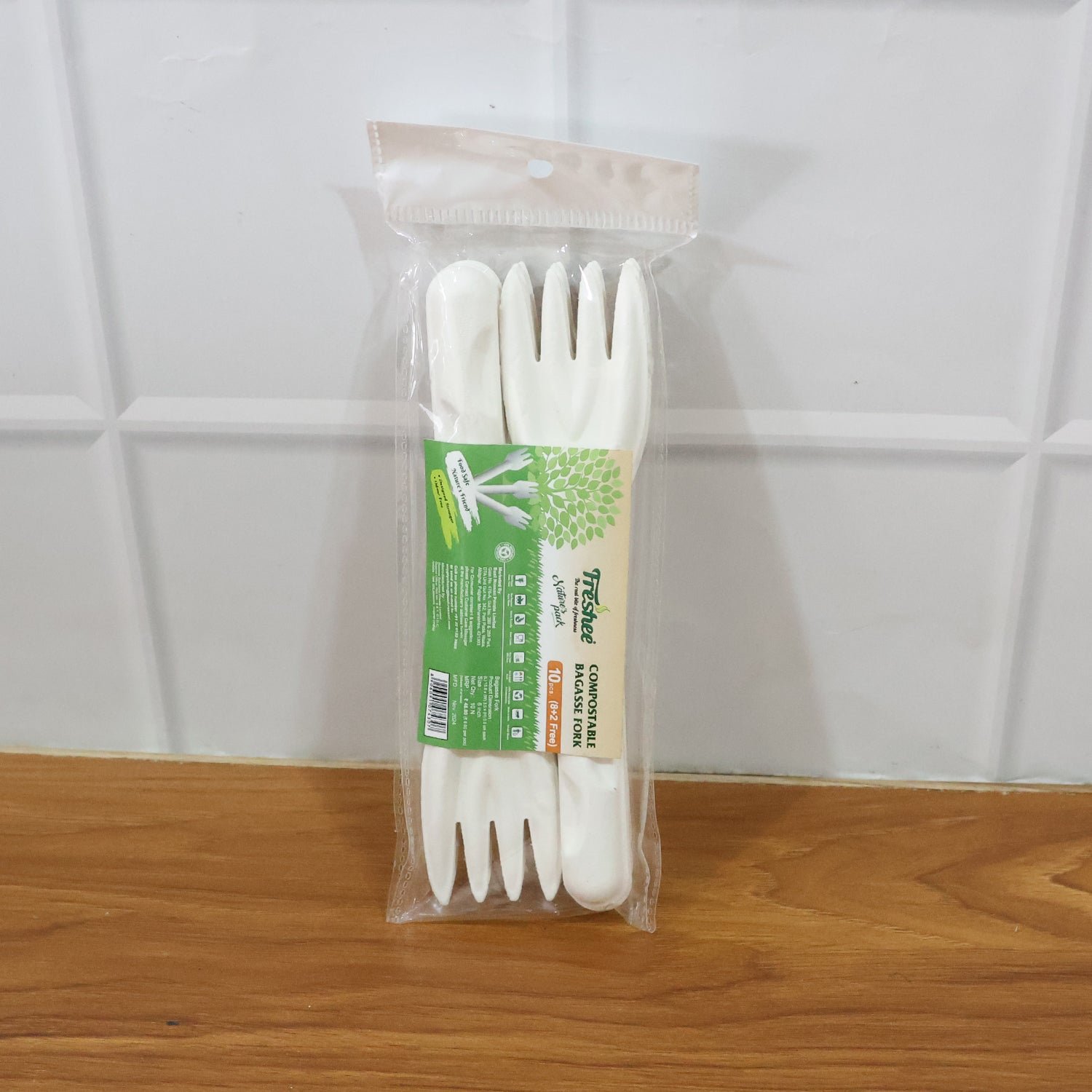 Compostable Bagasse Forks – Strong Eco-Friendly Disposable Cutlery 10-Pack