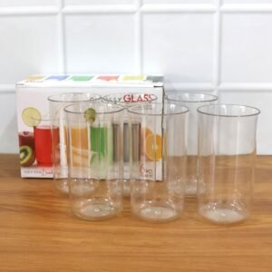 Glossy Plastic Glass Set – Durable 300ml Lightweight Tumblers (6 Pc)