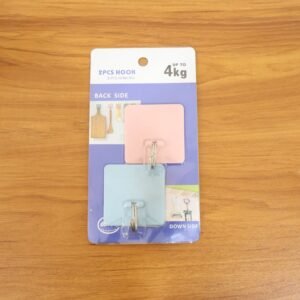 Self-Adhesive Wall Utility Hooks – Heavy-Duty Square Set (2 Pc)
