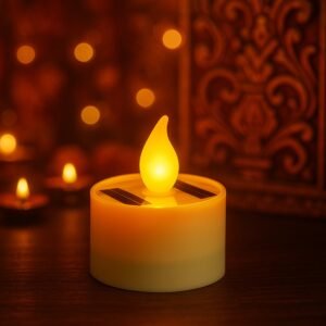 Solar Powered LED Flameless Candle – Safe Warm Glow for Decor