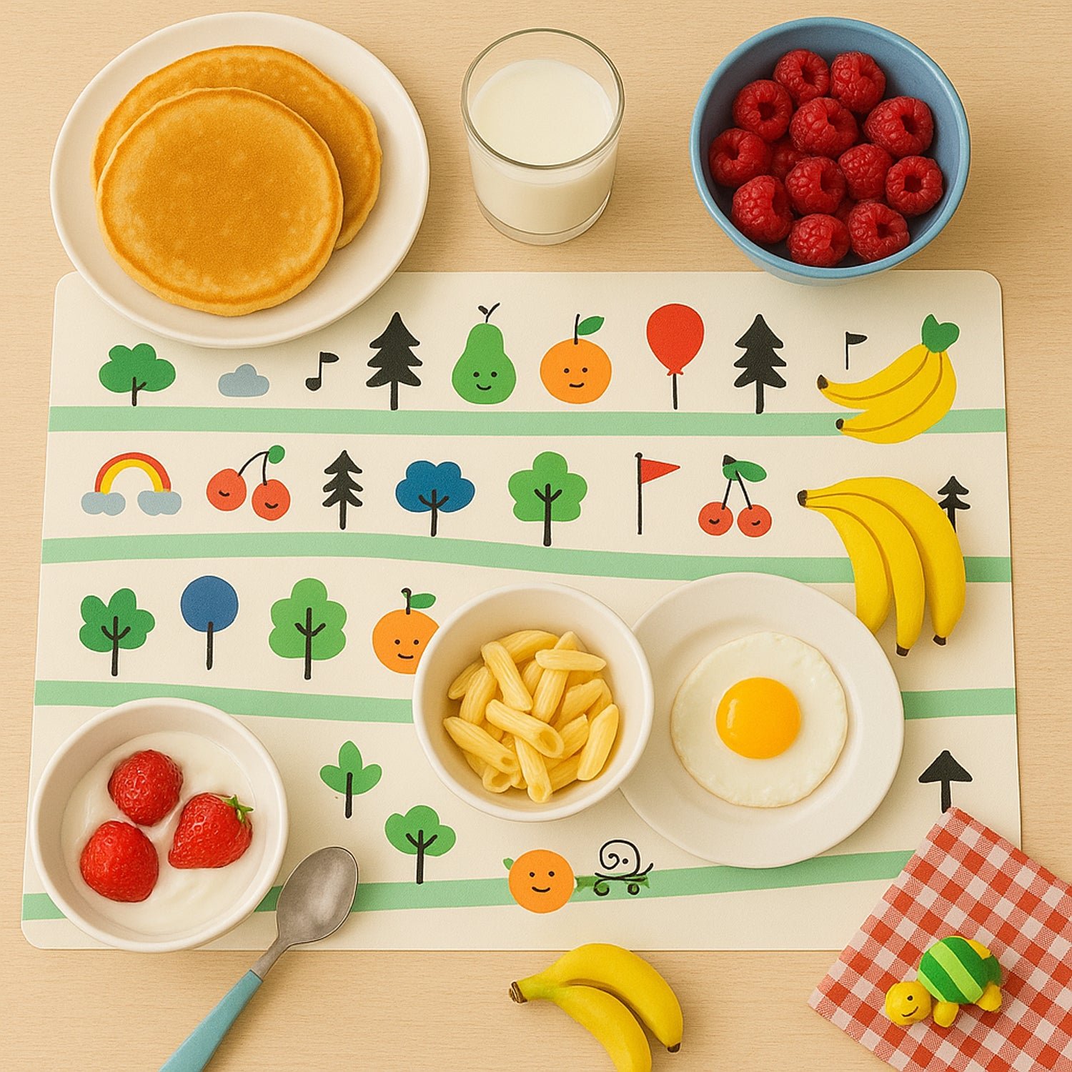 Kids Placemat Set – Colorful Cartoon Designs, Easy Clean