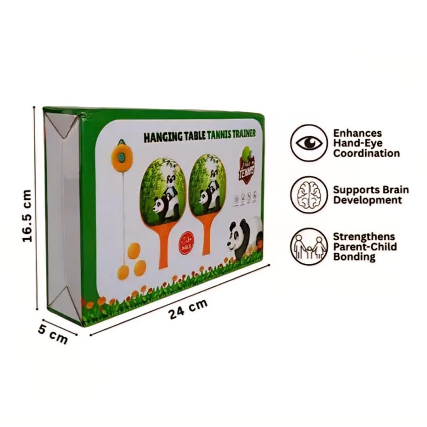 Hanging Table Tennis Trainer Set – Kids Indoor Paddle with Panda Design