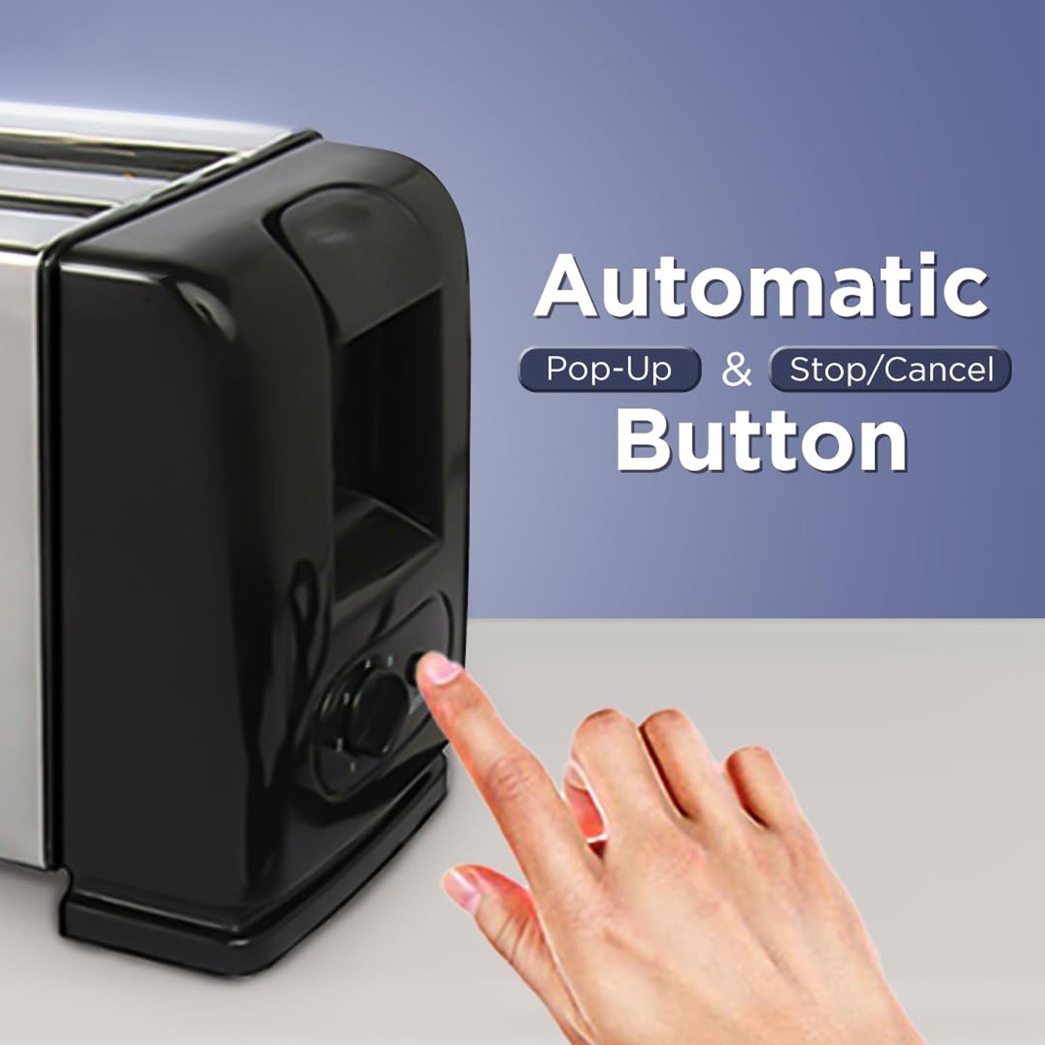 Pop-Up Toaster 1200W – 4-Slice Adjustable Browning Stainless Steel
