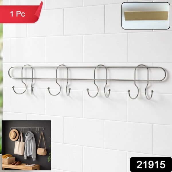 Heavy Duty Wall Mounted Hook Rack – Durable Stainless Steel Organizer