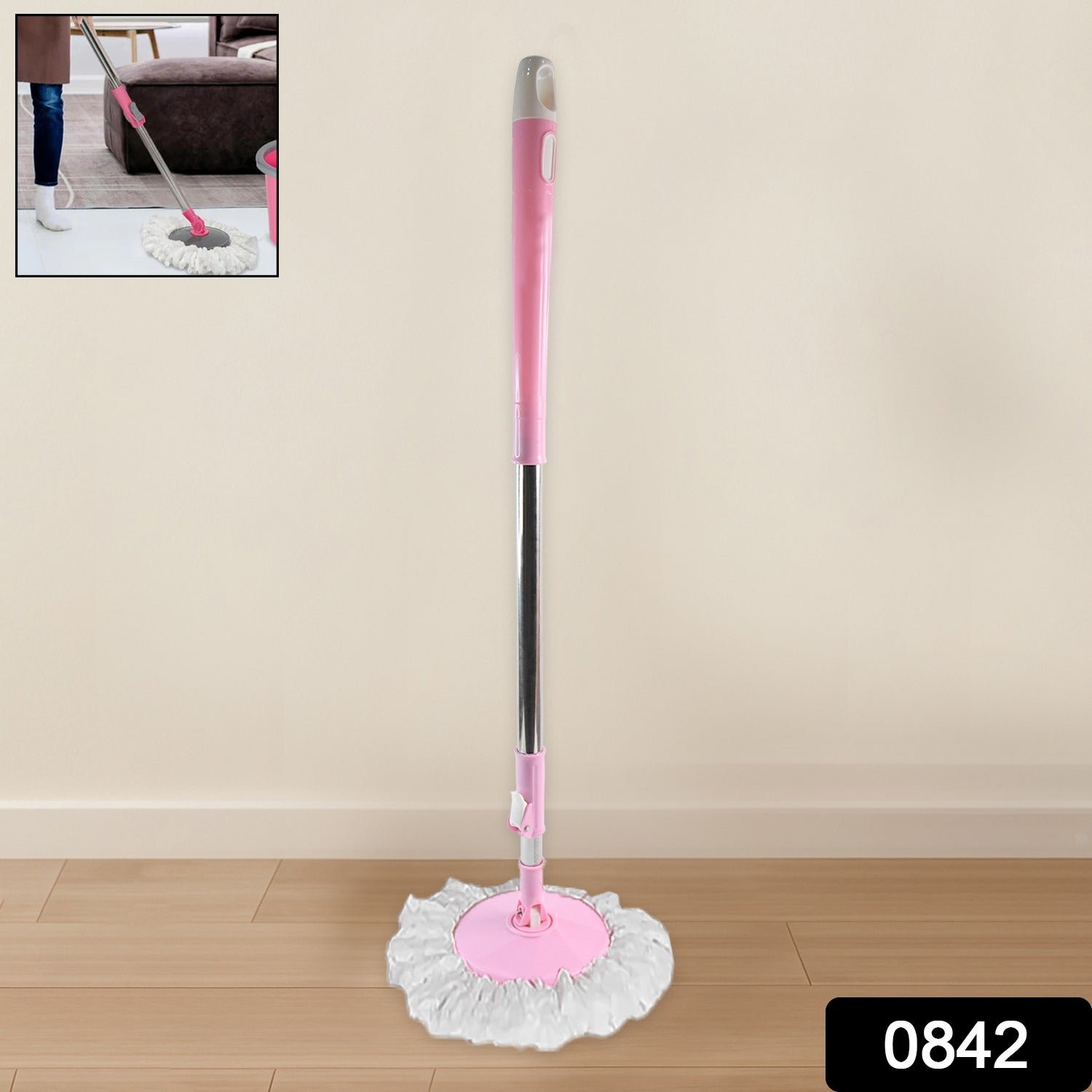 360° Spin Mop – Stainless Steel & Microfiber | Velvet Wipe
