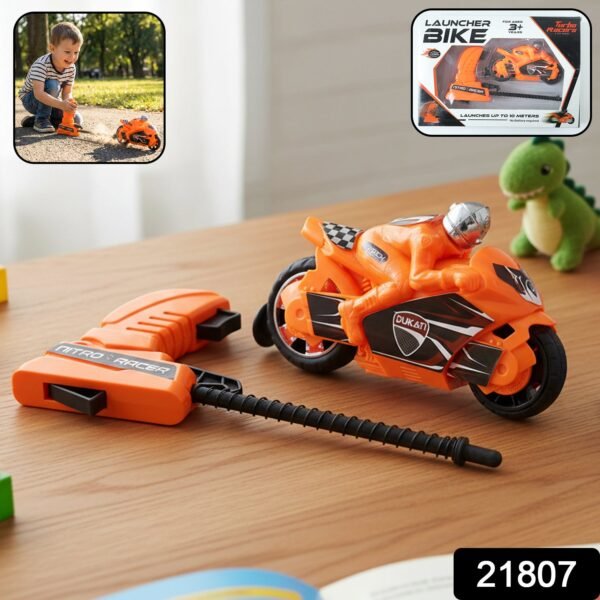 Launcher Racing Bike Toy for Kids – Manual Pull High-Speed Fun