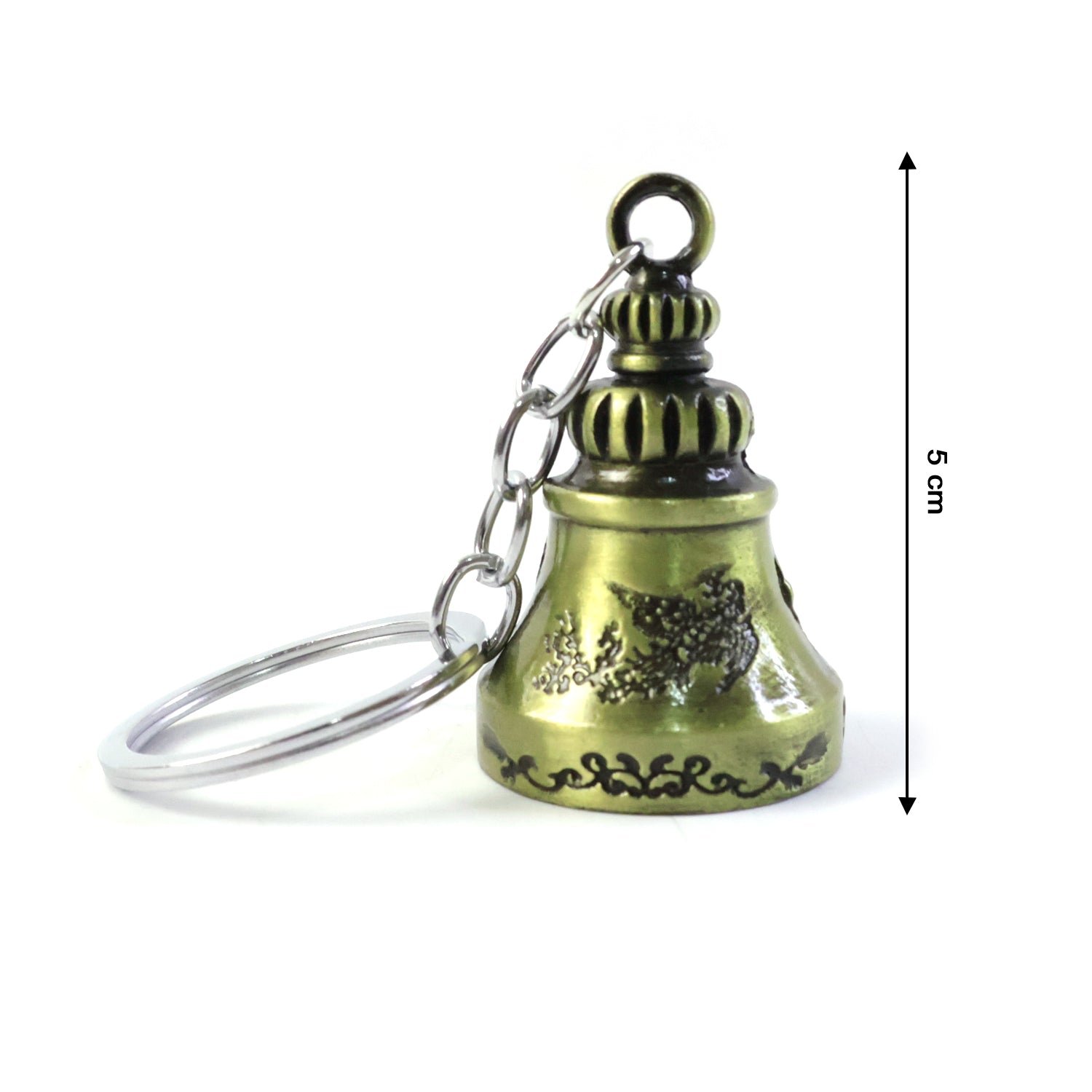 Temple Bell Keychain – Spiritual Metal Charm for Keys and Bags