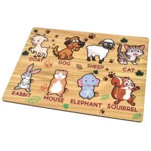 Wooden Animal Puzzle – Educational Learning Board | Inventive Play