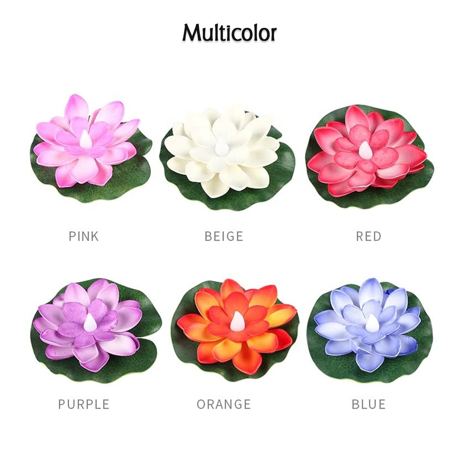 Floating Lotus LED Candles – Smokeless & Waterproof (Pack of 6) | Indo Glow