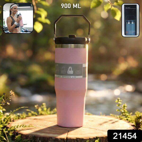 Stainless Steel Travel Tumbler – 900 ML Insulated with Handle