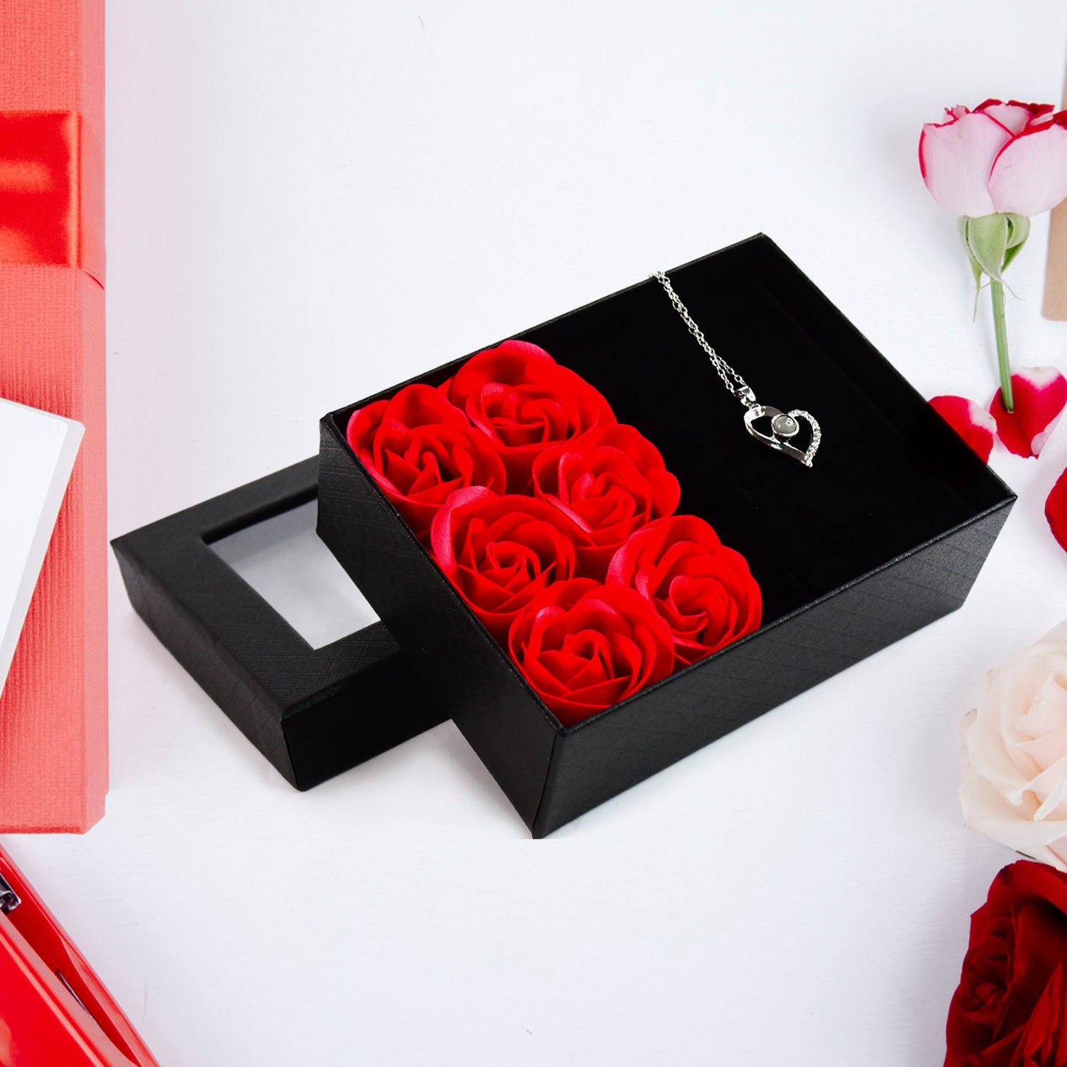 Eternal Rose Gift Box – Handmade with I Love You Necklace