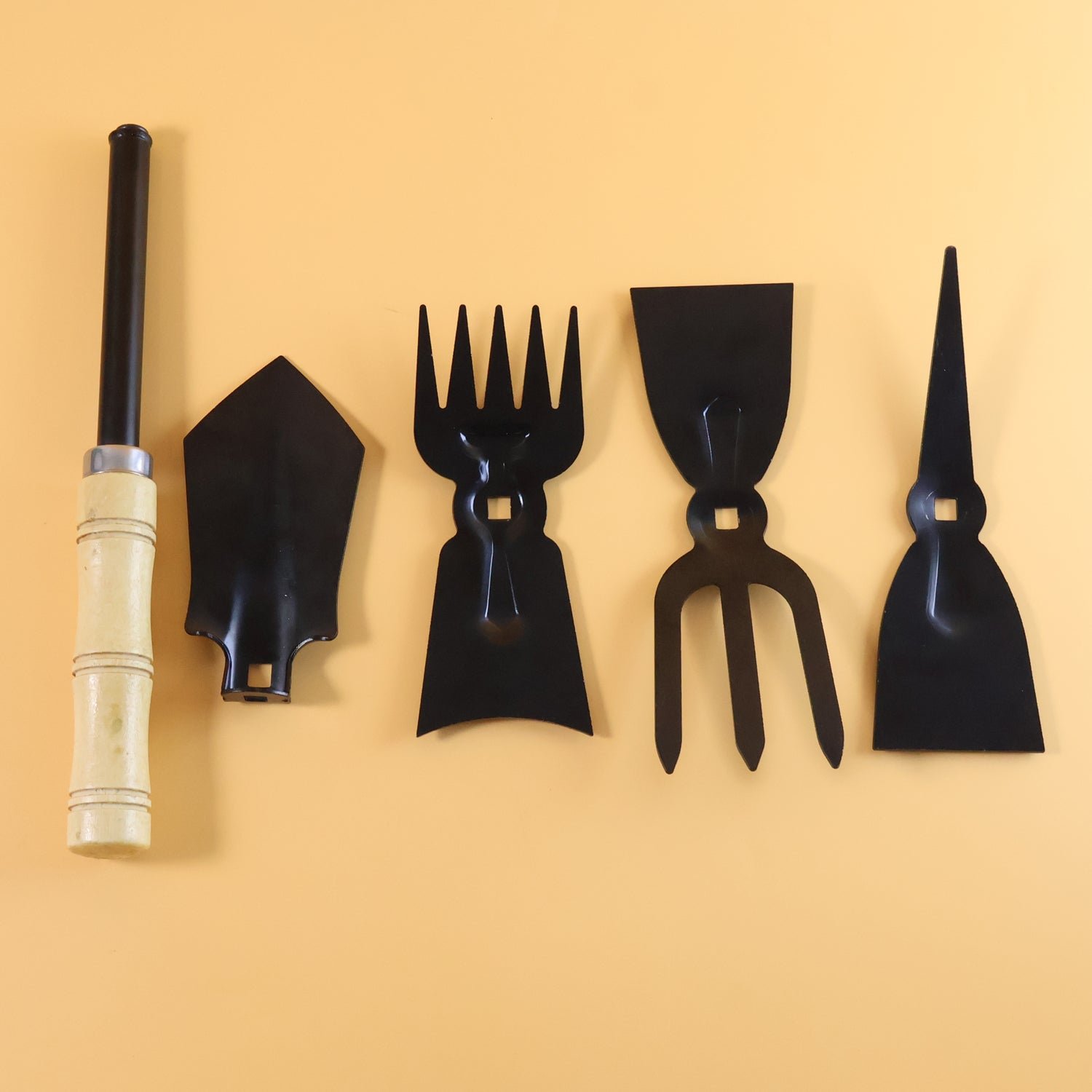 5 in 1 Gardening Hand Tool Set – Durable Wooden Handles