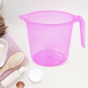 Plastic Bath Mug – 1200ML Transparent Mix Colour (Set of 5) | Mini Bubbles