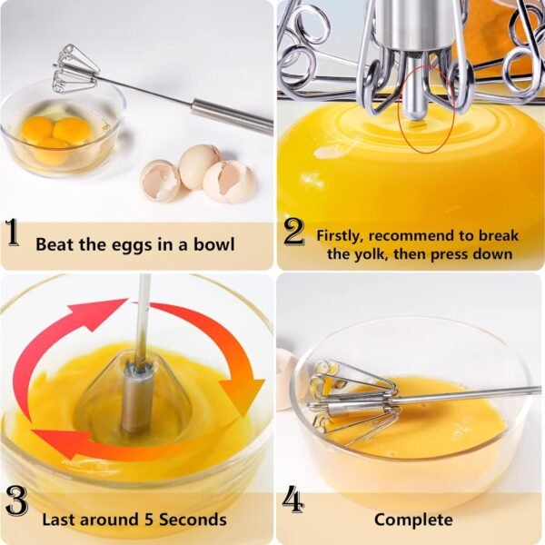 Stainless Steel Egg Whisk Hand Push Rotary Blender 27 cm