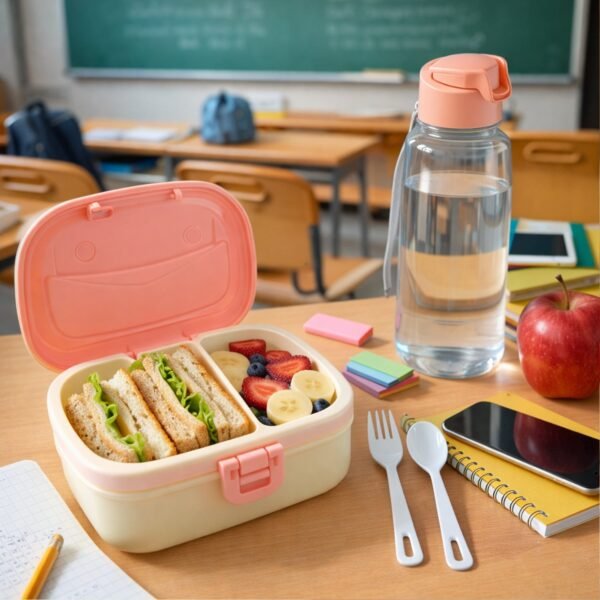 Plastic Lunch Box Set – Secure Lock Lid & Dual Compartments