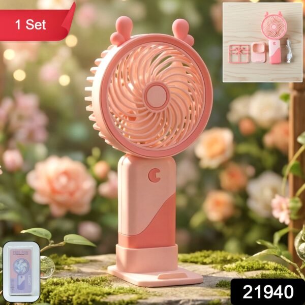 Mini Fan with LED Light – Portable & Rechargeable for Travel & Home