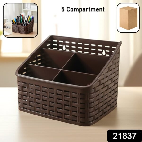 Desk Organizer Basket – 5 Compartment Multipurpose Storage