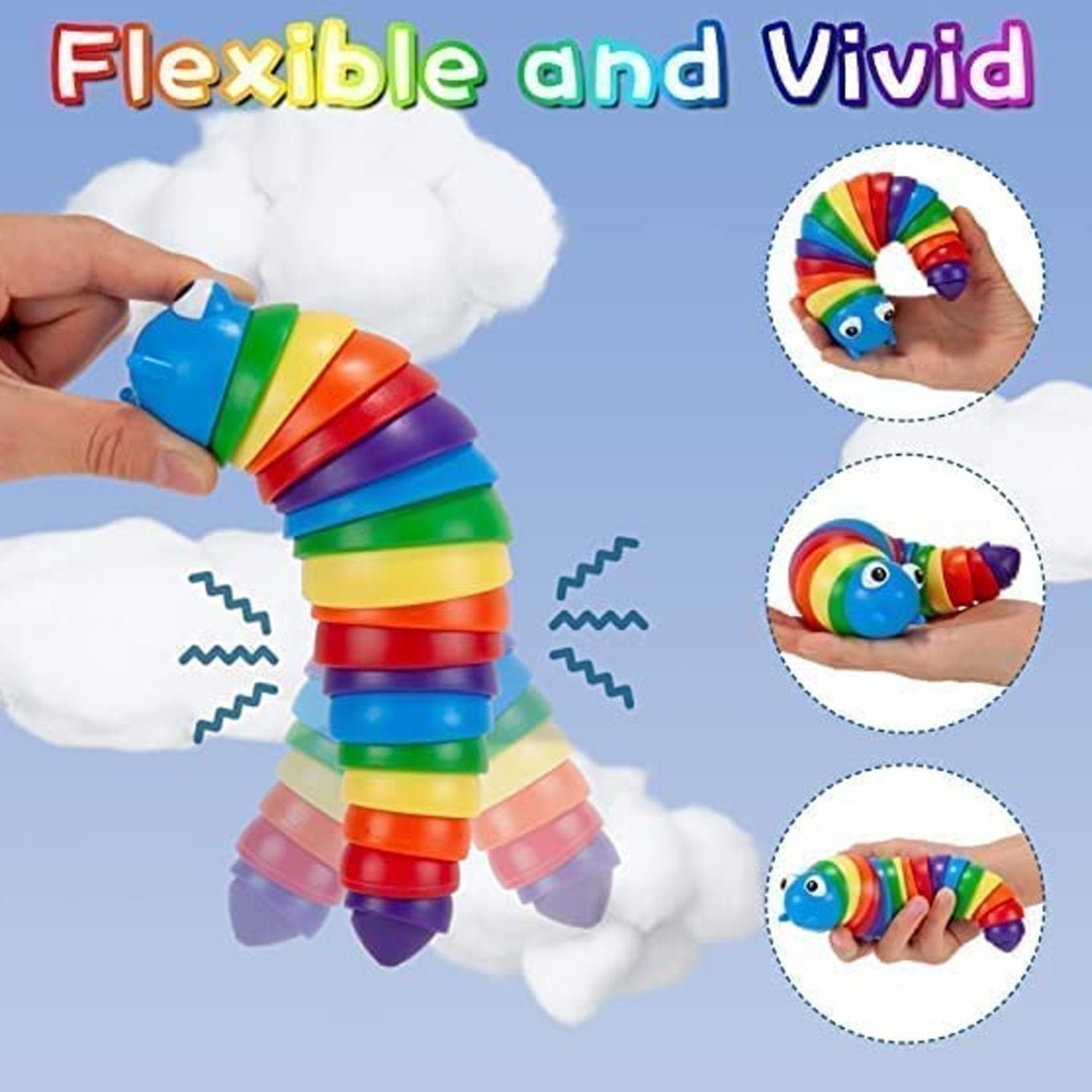 Rainbow Slug Fidget Toy – Stress Relief & Sensory Play | Little Learners